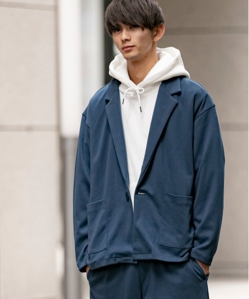 Beno（ビーノ）の「TCポンチジャージ / ワイドシルエット リラクシング カット テーラードジャケット（テーラードジャケット・メンズ・グレイッシュベージュ/ライトカーキ/ブラウン/ネイビー/ブラック・L/S/M）」の5枚目の写真