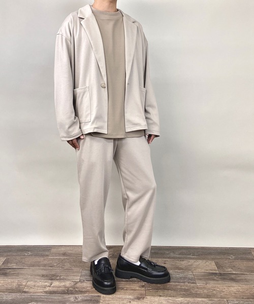 Beno（ビーノ）の「TCポンチジャージ / ワイドシルエット リラクシング カット テーラードジャケット（テーラードジャケット・メンズ・グレイッシュベージュ/ライトカーキ/ブラウン/ネイビー/ブラック・L/S/M）」の6枚目の写真