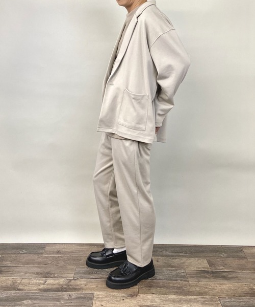 Beno（ビーノ）の「TCポンチジャージ / ワイドシルエット リラクシング カット テーラードジャケット（テーラードジャケット・メンズ・グレイッシュベージュ/ライトカーキ/ブラウン/ネイビー/ブラック・L/S/M）」の7枚目の写真