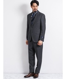 Alexander Julian（アレキサンダージュリアン）の「アレキサンダージュリアンメンズ/ALEXANDER JULIAN：MEN    マルゾット/MARZOTTO ウールマイクロチェック柄2ボタン2ピースビジネスセットアップスーツスーツ（スーツセット・メンズ）」