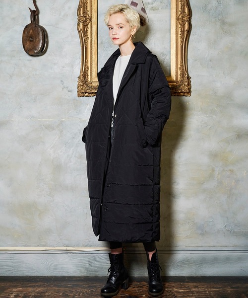 パイピングエコダウンキルティングデニムレイヤードコート（ダウン