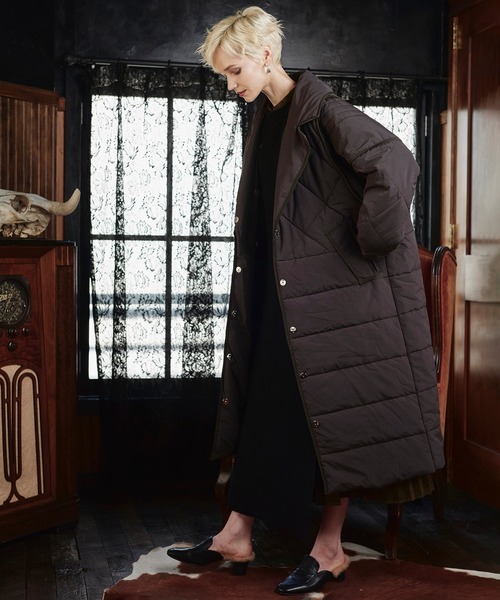 パイピングエコダウンキルティングデニムレイヤードコート（ダウン