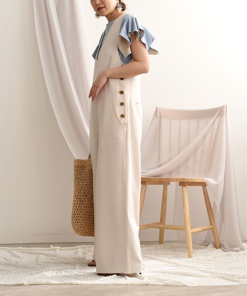 Rielle Riche ベージュ サロペット 美品◇RIELLE riche リエルリシェ◇オールインワン サロペット