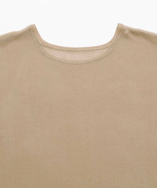 Chaco closet(チャコ クローゼット)の「オーバーサイズ シアーニット スリット入りロングワンピース チュニック(ワンピース・レディース・ブラック/ベージュ/オレンジ/ラベンダー/グリーン系その他/ブルー系その他・FREE)」の9枚目の写真