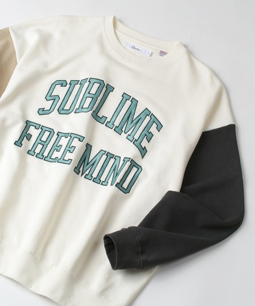 make a ray!（メイク ア レイ！）の「カレッジロゴ  オーバーサイズ スウェット（スウェット・メンズ・チャコールグレー/ベージュ/ブルーグレー/ホワイト系その他/キナリ・M/L）」の2枚目の写真