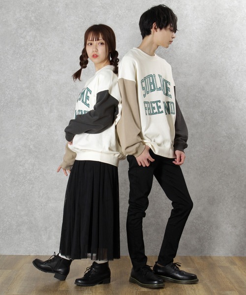 make a ray!（メイク ア レイ！）の「カレッジロゴ  オーバーサイズ スウェット（スウェット・メンズ・チャコールグレー/ベージュ/ブルーグレー/ホワイト系その他/キナリ・M/L）」の21枚目の写真