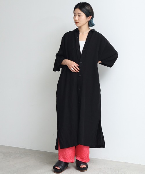 Note Note Tシャツブラウスワンピース シャツワンピース Silence ノートエシロンス のファッション Silence Et Et Linen Cu製品染