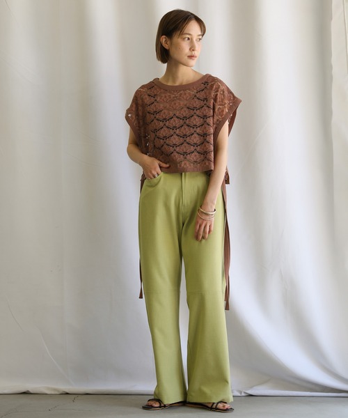 select MOCA（セレクトモカ）の「2021 SS レースパターンサイドリボンベスト（サイドリボンショート丈ベスト）（ベスト・レディース・ベージュ/ブラウン/イエロー・FREE）」の17枚目の写真