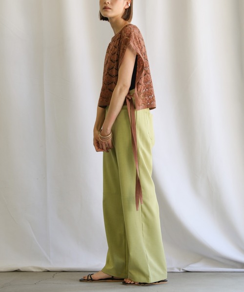 select MOCA（セレクトモカ）の「2021 SS レースパターンサイドリボンベスト（サイドリボンショート丈ベスト）（ベスト・レディース・ベージュ/ブラウン/イエロー・FREE）」の19枚目の写真