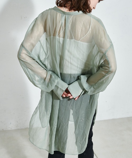 DISCOAT（ディスコート）の「ラメシアーバンドカラーシャツ（シャツ/ブラウス・レディース・ホワイト系その他/グレー/ミント・FREE）」の22枚目の写真