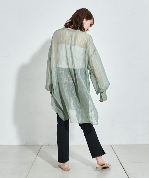 DISCOAT（ディスコート）の「ラメシアーバンドカラーシャツ（シャツ/ブラウス・レディース・ホワイト系その他/グレー/ミント・FREE）」の19枚目の写真