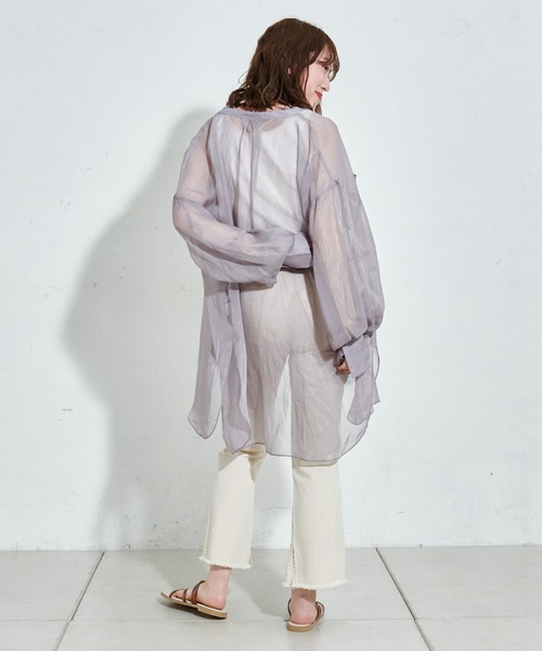 DISCOAT（ディスコート）の「ラメシアーバンドカラーシャツ（シャツ/ブラウス・レディース・ホワイト系その他/グレー/ミント・FREE）」の13枚目の写真