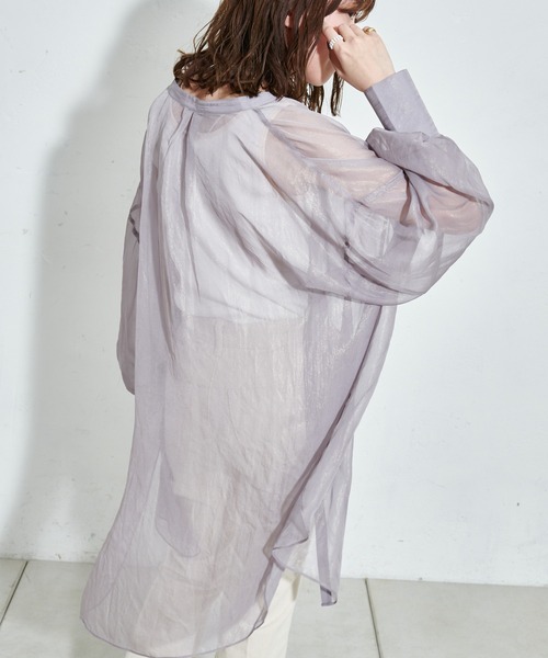 DISCOAT（ディスコート）の「ラメシアーバンドカラーシャツ（シャツ/ブラウス・レディース・ホワイト系その他/グレー/ミント・FREE）」の15枚目の写真