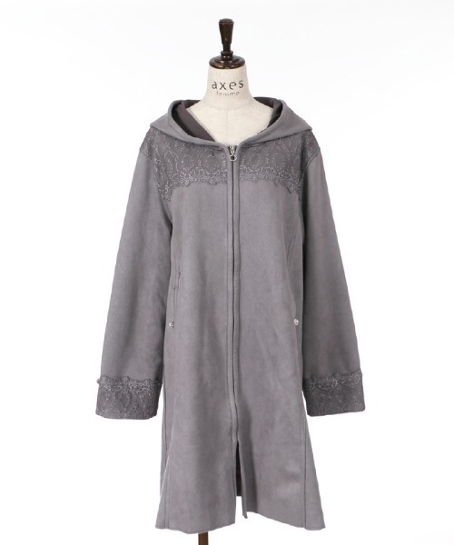 axes femme（アクシーズファム）の「レース使いスエードコート