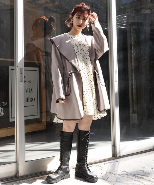 one after another NICE CLAUP（ワンアフターアナザーナイスクラップ）の「【Web限定】キャンディスリーブチュニック（チュニック・レディース・ドット/オフホワイト/サックスブルー/ブラック・FREE）」の16枚目の写真