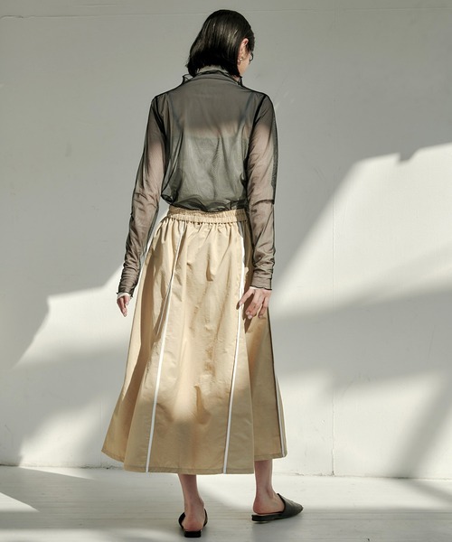 EMMA(EMMA CLOTHES)(エマ)の「【EMMA】ウェザークロスパイピングデザインフレアスカート/ロングスカート(スカート・レディース・ブラック/グリーン/ライトベージュ・FREE)」の9枚目の写真