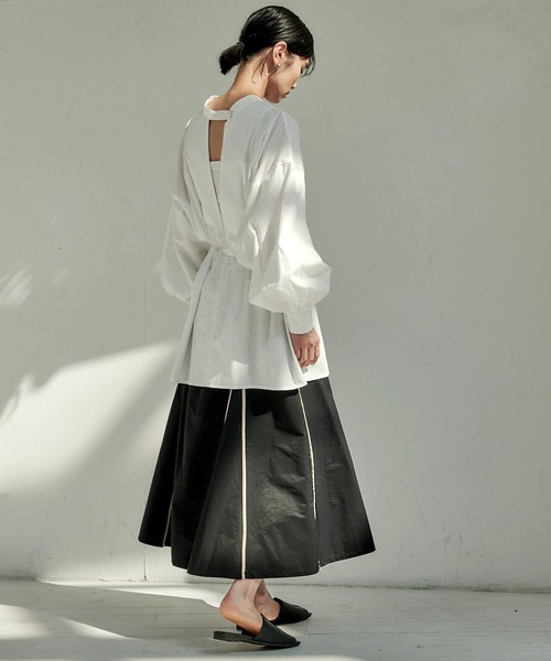 EMMA(EMMA CLOTHES)(エマ)の「【EMMA】ウェザークロスパイピングデザインフレアスカート/ロングスカート(スカート・レディース・ブラック/グリーン/ライトベージュ・FREE)」の19枚目の写真