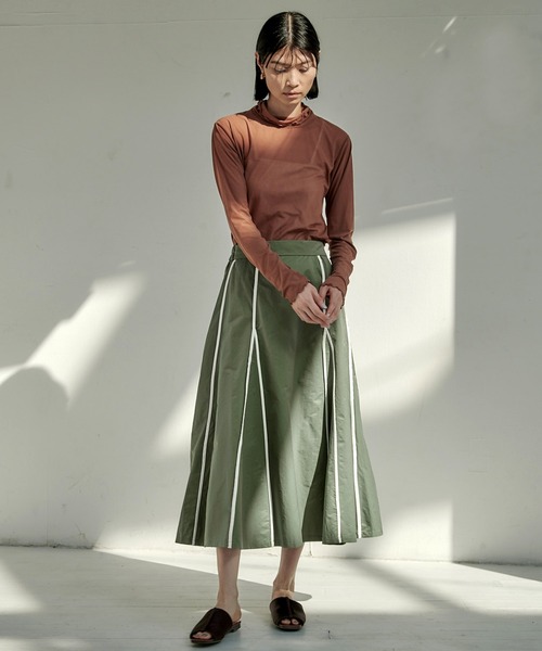 EMMA(EMMA CLOTHES)(エマ)の「【EMMA】ウェザークロスパイピングデザインフレアスカート/ロングスカート(スカート・レディース・ブラック/グリーン/ライトベージュ・FREE)」の14枚目の写真