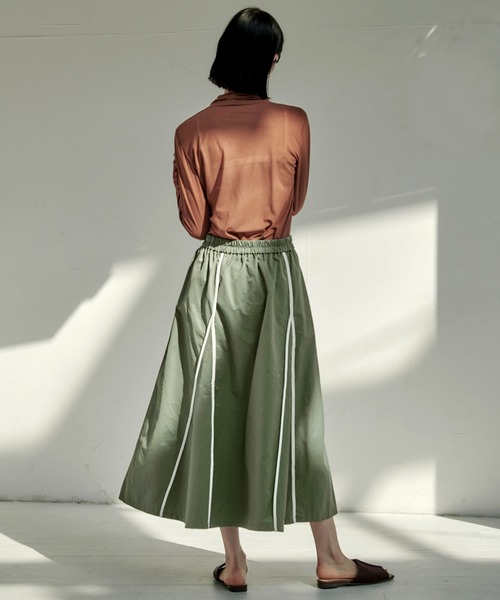 EMMA(EMMA CLOTHES)(エマ)の「【EMMA】ウェザークロスパイピングデザインフレアスカート/ロングスカート(スカート・レディース・ブラック/グリーン/ライトベージュ・FREE)」の21枚目の写真