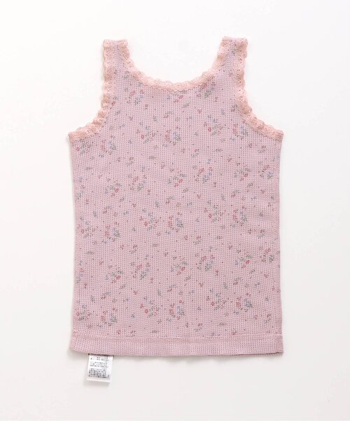 apres les cours（アプレレクール）の「■GIRLS ワッフル花柄タンクトップ（インナーウェア/肌着・キッズ・ピンク/サックスブルー/アイボリー・110/90/100/120/130/80）」の5枚目の写真