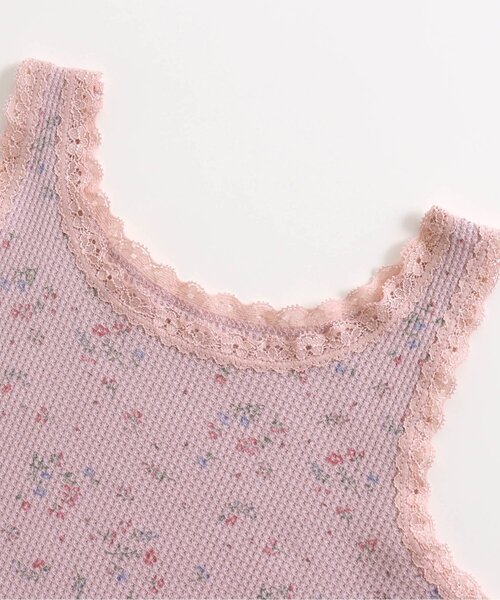 apres les cours（アプレレクール）の「■GIRLS ワッフル花柄タンクトップ（インナーウェア/肌着・キッズ・ピンク/サックスブルー/アイボリー・110/90/100/120/130/80）」の7枚目の写真