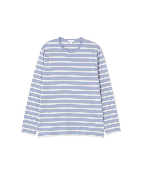 SUNSPEL(サンスペル)の「MEN’S Q82 LONG SLEEVE STRIPE(Tシャツ/カットソー・メンズ・ライトブルー/ダークオレンジ・SMALL/MEDIUM/LARGE/X-LARGE)」の1枚目の写真