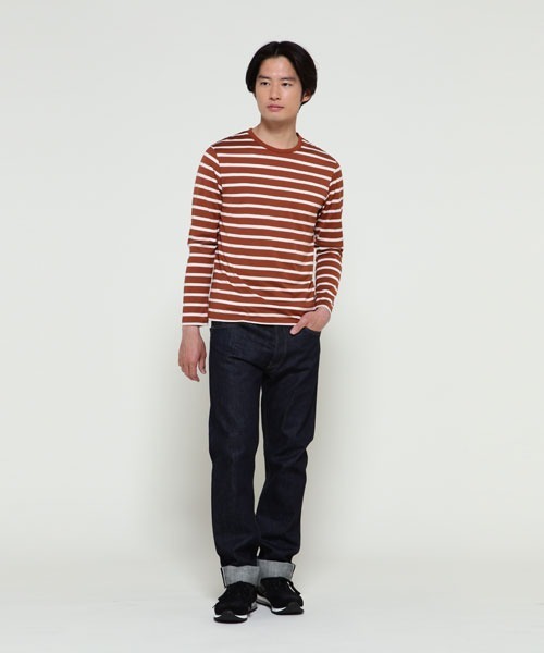 SUNSPEL(サンスペル)の「MEN’S Q82 LONG SLEEVE STRIPE(Tシャツ/カットソー・メンズ・ライトブルー/ダークオレンジ・SMALL/MEDIUM/LARGE/X-LARGE)」の4枚目の写真