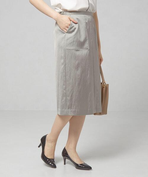 closet story（クローゼットストーリー）の「＜closet story＞□サテン ポケット タイトスカート -手洗い可能-（スカート・レディース・ライトグレー/ベージュ/ケリー・FREE）」の2枚目の写真