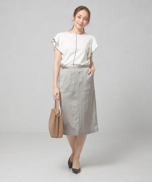 closet story（クローゼットストーリー）の「＜closet story＞□サテン ポケット タイトスカート -手洗い可能-（スカート・レディース・ライトグレー/ベージュ/ケリー・FREE）」の5枚目の写真