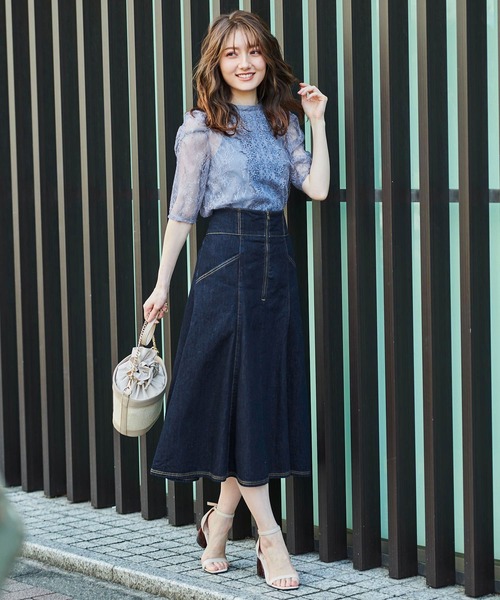 NOELA（ノエラ）の「シアーレースブラウス（シャツ/ブラウス・レディース・サックスブルー/オフホワイト/ブラック・FREE）」の5枚目の写真