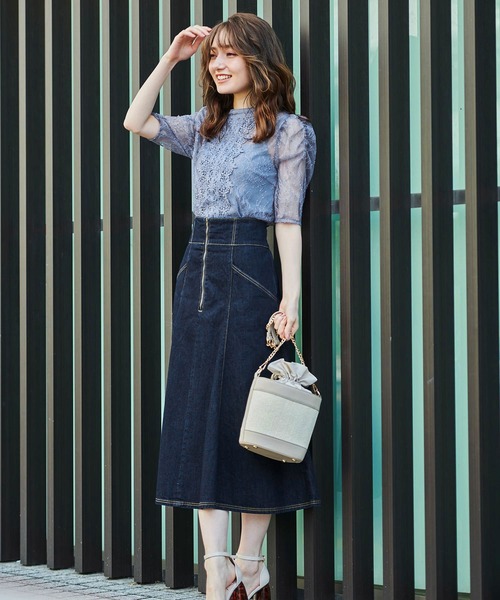 NOELA（ノエラ）の「シアーレースブラウス（シャツ/ブラウス・レディース・サックスブルー/オフホワイト/ブラック・FREE）」の7枚目の写真