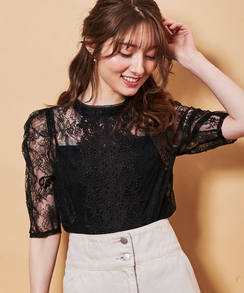 NOELA（ノエラ）の「シアーレースブラウス（シャツ/ブラウス・レディース・サックスブルー/オフホワイト/ブラック・FREE）」の8枚目の写真