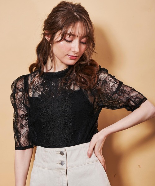 NOELA（ノエラ）の「シアーレースブラウス（シャツ/ブラウス・レディース・サックスブルー/オフホワイト/ブラック・FREE）」の9枚目の写真