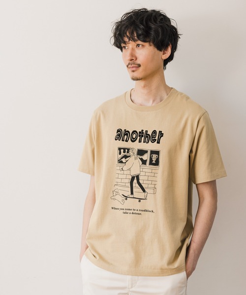 GLOBAL WORK（グローバルワーク）の「WGGW／Lo-Fi/940060（Tシャツ/カットソー・メンズ・ホワイト/ブラック/ベージュ/サックスブルー/ライトグリーン/ホワイト系その他2/ピンク系その他/ホワイト系その他3/スカイブルー/その他/ライトベージュ・SMALL/MEDIUM/LARGE/X-LARGE）」の6枚目の写真