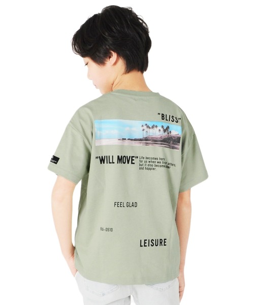 GLAZOS(グラソス)の「天竺・ドロップショルダーランダムバックフォトプリント半袖Tシャツ(Tシャツ/カットソー・キッズ・カーキ/ホワイト/ブラック・150cm/160cm/140cm/170cm/130cm)」の3枚目の写真