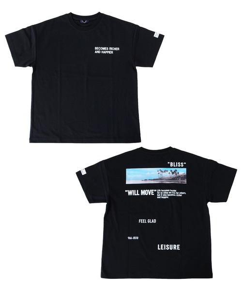 GLAZOS(グラソス)の「天竺・ドロップショルダーランダムバックフォトプリント半袖Tシャツ(Tシャツ/カットソー・キッズ・カーキ/ホワイト/ブラック・150cm/160cm/140cm/170cm/130cm)」の2枚目の写真