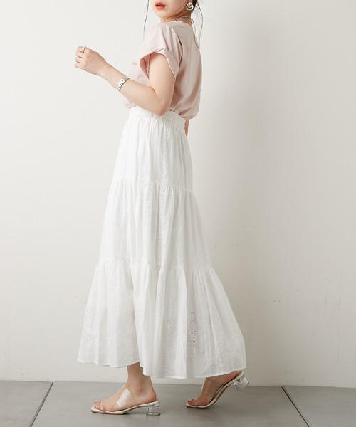 Chico（チコ）の「コットンレースティアードスカート（スカート・レディース・ホワイト/パープル/ピンク/ブラック・FREE）」の6枚目の写真