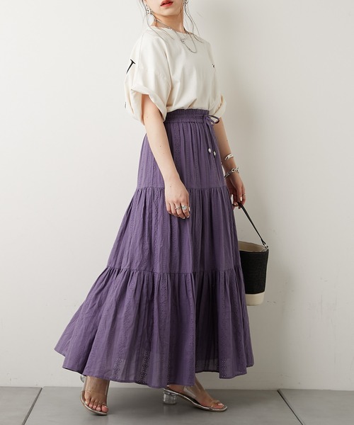 Chico（チコ）の「コットンレースティアードスカート（スカート・レディース・ホワイト/パープル/ピンク/ブラック・FREE）」の18枚目の写真