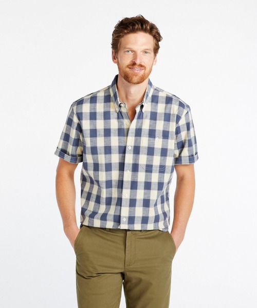 L.L.Bean(エルエルビーン)の「コンフォート・ストレッチ・シャンブレー・シャツ、トラディショナル・フィット(ゆったりフィット) 半袖 プラッド ジャパン・フィット(シャツ/ブラウス・メンズ・マルチ/ブルー系その他2/ブルー系その他/レッド系その他/ブルー系その他3/グリーン系その他・SMALL/MEDIUM/LARGE/X-LARGE/XX-LARGE)」の10枚目の写真