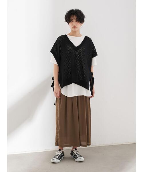 YECCA VECCA（イェッカヴェッカ）の「シルキータックワイドパンツ（その他パンツ・レディース・ブラウン/イエロー/チャコールグレー/ライトグレー・FREE）」の15枚目の写真