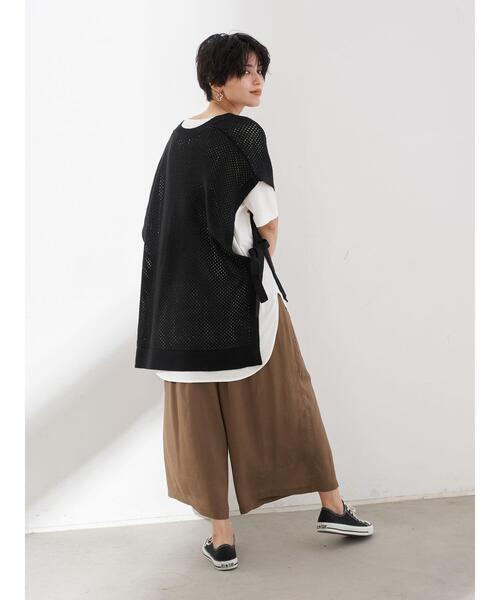 YECCA VECCA（イェッカヴェッカ）の「シルキータックワイドパンツ（その他パンツ・レディース・ブラウン/イエロー/チャコールグレー/ライトグレー・FREE）」の20枚目の写真