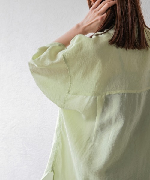 yuw（ユウ）の「シアーシャツＳＳ　951584（シャツ/ブラウス・レディース・オフホワイト/ピンク/イエロー/グリーン・FREE）」の13枚目の写真