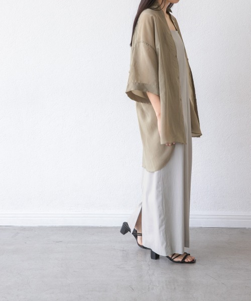 yuw（ユウ）の「シアーシャツＳＳ　951584（シャツ/ブラウス・レディース・オフホワイト/ピンク/イエロー/グリーン・FREE）」の15枚目の写真