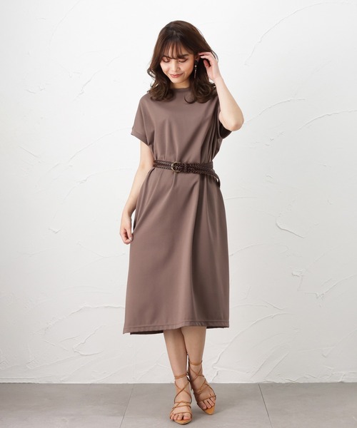 ワンピース ワンピース Navy ネイビー のファッション ロング丈 ワンピース ロング丈 汗染み防止加工付き