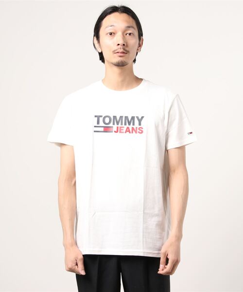 tommy jeans(トミー ジーンズ)の「TOMMY/トミージーンズ 半袖Tシャツ DM0DM07843(Tシャツ/カットソー・メンズ・ネイビー/ホワイト・M/L)」の1枚目の写真