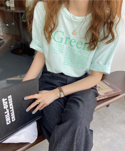 MANGROVE(マングローブ)の「カラープリントTシャツ(Tシャツ/カットソー・レディース・ホワイト/イエロー/グリーン・FREE)」の2枚目の写真