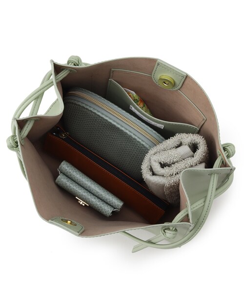 DRESKIP（ドレスキップ）の「◆ノットハンドルスクエアトート（トートバッグ・レディース・アイボリー/グリーン/イエロー・00）」の5枚目の写真