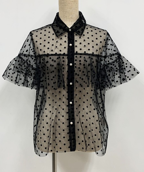 PICCIN(ピッチン)の「フロッキードットチュールフリルシアーブラウス(シャツ/ブラウス・レディース・ブラック・M)」の19枚目の写真