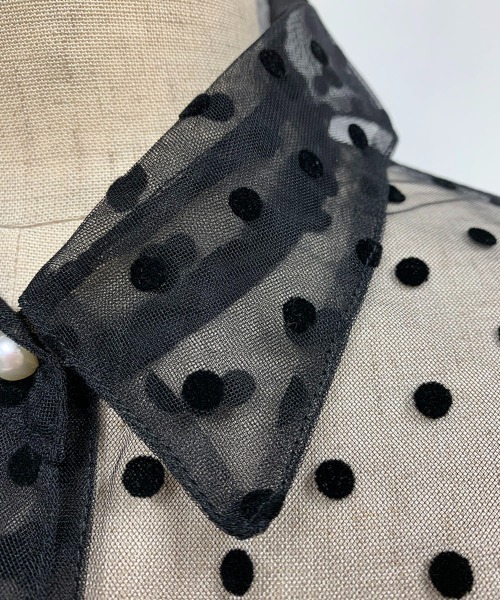 PICCIN(ピッチン)の「フロッキードットチュールフリルシアーブラウス(シャツ/ブラウス・レディース・ブラック・M)」の3枚目の写真
