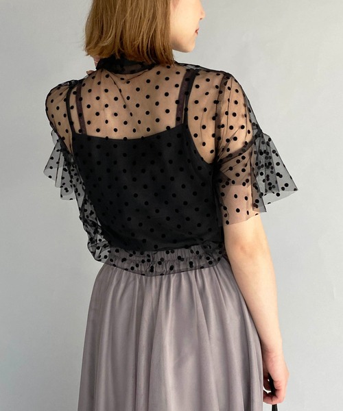 PICCIN(ピッチン)の「フロッキードットチュールフリルシアーブラウス(シャツ/ブラウス・レディース・ブラック・M)」の13枚目の写真